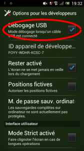 Paramètres - Options pour les développeurs - Android 4.0